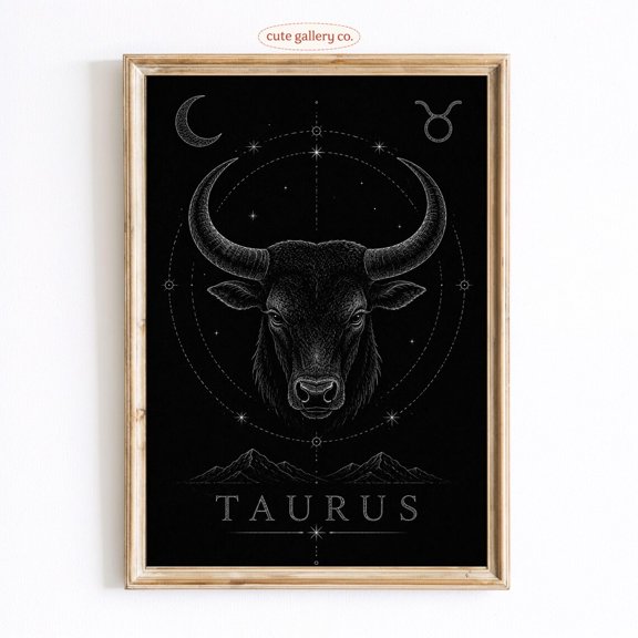 Taurus Celestial Bull Zodiac Wall Art Home Decor Unframed Paper Print