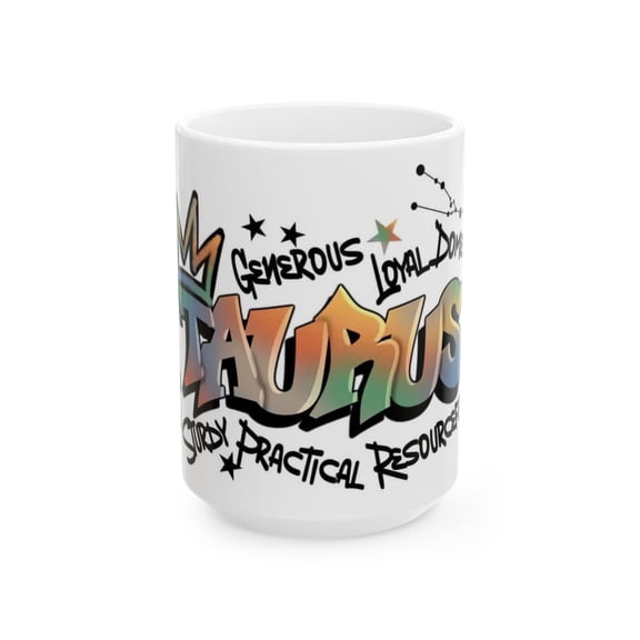 Taurus Ceramic Mug, (11oz, 15oz)