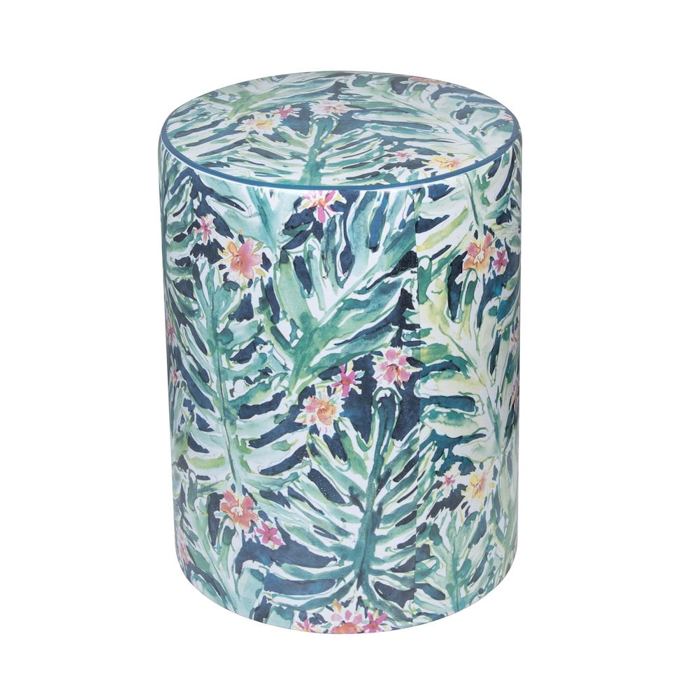 Taurus Multi-Color Ceramic Garden Print Accent Stool