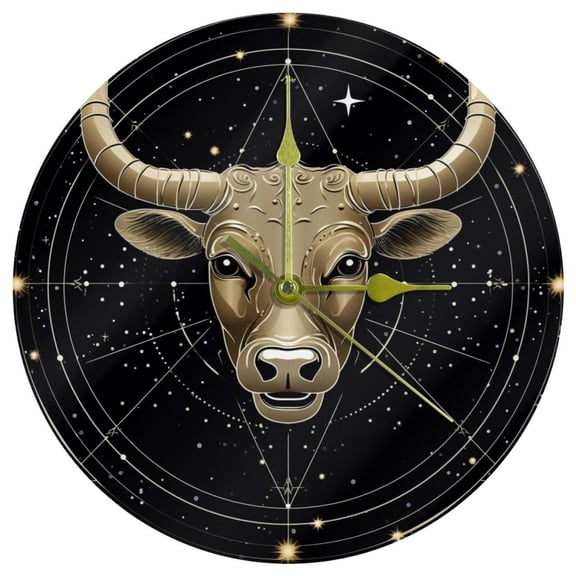 Taurus Circular Wall Clock, Acrylic Material, Elegant Decor