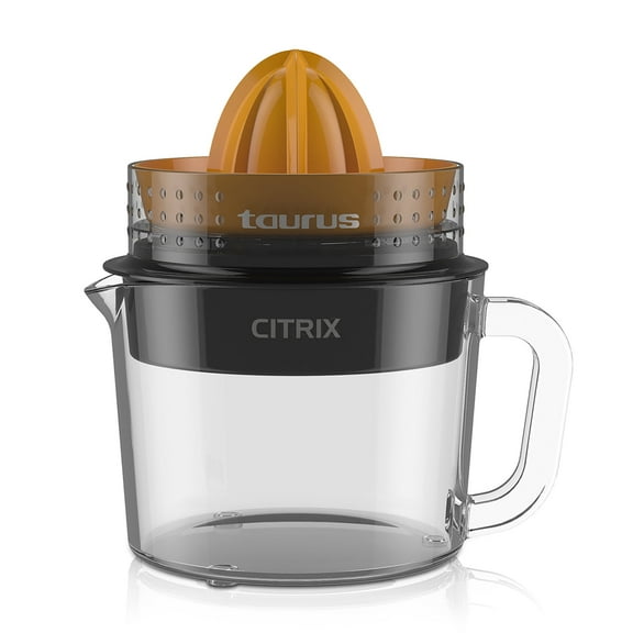 Taurus Citrix Glass Jar Citrus Juicer, 1-Liter Electric Orange and Lemon Juicer with Adjustable Pulp Control, Dishwasher-Safe with 2 Cone Sizes for All Citrus Fruits