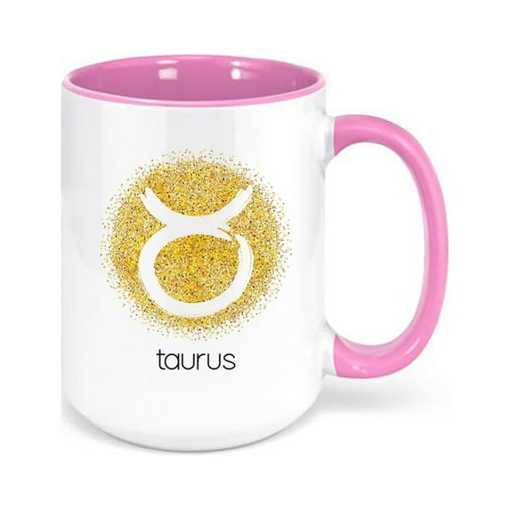 Taurus Coffee Mug, Taurus Glitter, Gift For Taurus, Horoscope Mugs, Zodiac Mug, Astrology Mug, Sublimated Design, Birthday Gift For Taurus, PINK
