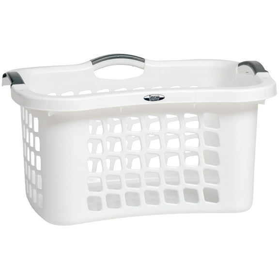 Redmon Comfort Grip Clothes Basket, Plastic Laundry Storage with 3 Side Handles, White
