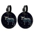 thumbnail image 1 of Taurus Constellation 2pcs PU Leather Round Bag Tags with Privacy Cover and Name ID Tag - Suitcase Tags for Travel Luggage, Handbags, Backpacks, School Bags, 1 of 1