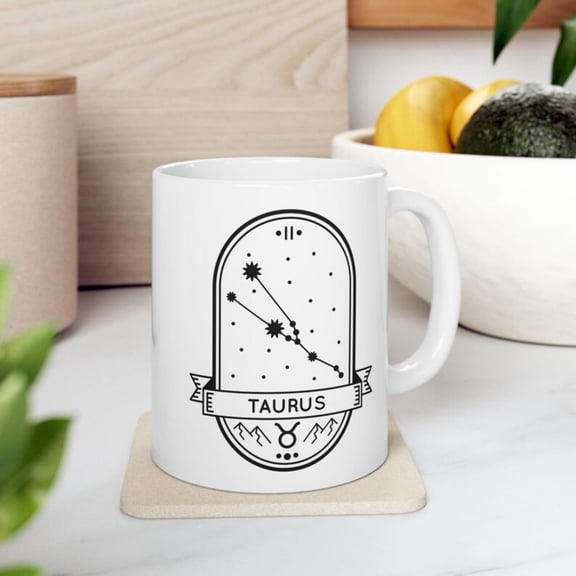 Taurus Constellation Ceramic Mug, Taurus Coffee Cup, Zodiac Tea Mug, Taurus Gift, Birthday Gift Idea, Taurus Birthday Gift.