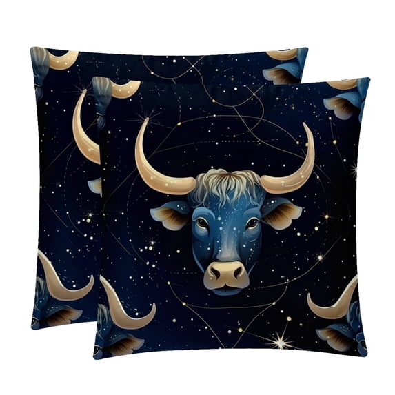 Taurus Constellation Chair Pillow Covers Set of 2 Throw Pillow Decorative Pillows Velvet with Unique Patterns for Various Occasions - Available in 16x16, 18x18, and 20x20 Inches