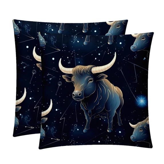Taurus Constellation Elegant Velvet Decorative Pillows Set of 2 with Unique Patterns, Throw Pillow Inserts for Bed or Couch, Available in 16x16, 18x18, 20x20 Inches for Any Occasion