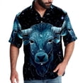 thumbnail image 1 of Taurus Constellation Men's Button Down Casual Hawaiian Print Short Sleeve Summer Beach Shirt, 1 of 6