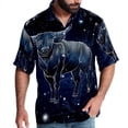 thumbnail image 1 of Taurus Constellation Men's Short Sleeve Beach Shirts, Casual Printed Poplin Button Down, Unisex Summer Hawaiian Shirt, 1 of 6