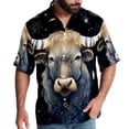 thumbnail image 1 of Taurus Constellation Men's Short Sleeve Hawaiian Beach Poplin Shirt Casual Printed Button Down Summer Unisex Shirt, 1 of 6