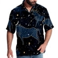 thumbnail image 1 of Taurus Constellation Men's Short Sleeve Hawaiian Shirt, Casual Printed Button Down Beach Tops, Summer Poplin Spread Collar Unisex Button Down Shirts, 1 of 6