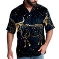 thumbnail image 1 of Taurus Constellation Men's Short Sleeve Poplin Shirt, Casual Printed Button Down, Summer Beach Hawaiian Shirts, Unisex, 1 of 6
