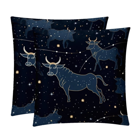 Taurus Constellation Set of 2 Covers with Unique Patterns - 16x16, 18x18, 20x20 Inches for Various Occasions - Pillows Covers Throw Pillow Inserts Pillow Inserts - Luxurious Home Decor