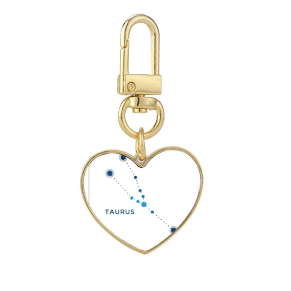 Taurus Constellation Sign Zodiac Gold Heart Keychain Metal Keyring Holder