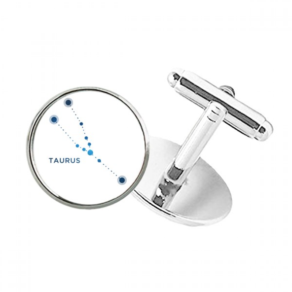Taurus Constellation Sign Zodiac Round Button Cuff Clip Stud Cufflinks