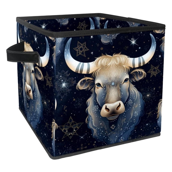 Taurus Constellation Storage Containers Foldable Basket with Handle, 10.8"x10.5"x10.6", Large Capacity - Storage Bins, Toy Storage