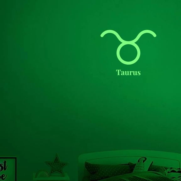 Taurus Constellation Vinyl Decal Sticker Luminescent Neon Glow Lime Green Industrial Grade USA-Made Wall Bumper Window Zodiac Atlas Stars Kid Room 15" inch Large