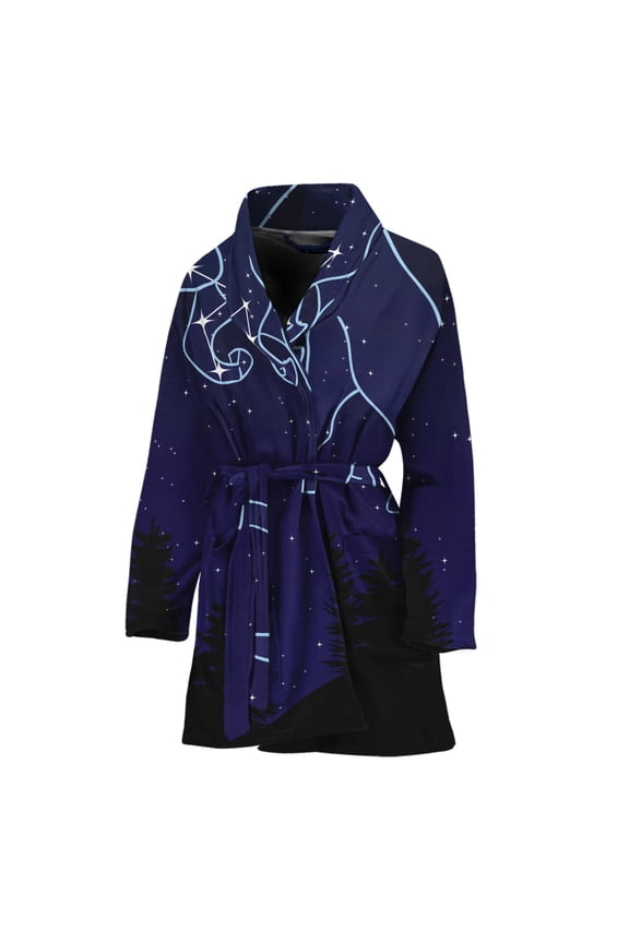 Taurus Constellation Women Bathrobe One Size Univeral Fits, Zodiac Horoscope Fashion Lightweight Plush Fleece Long Robe For Women