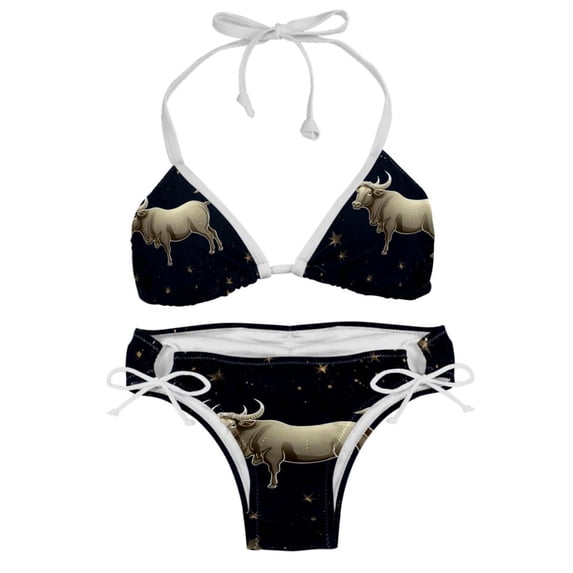 Taurus Constellation Women's Bikini Set with Detachable Sponge and Adjustable Strap, Two-Pack, Ideal for Swimming Suit Beach Vacation!