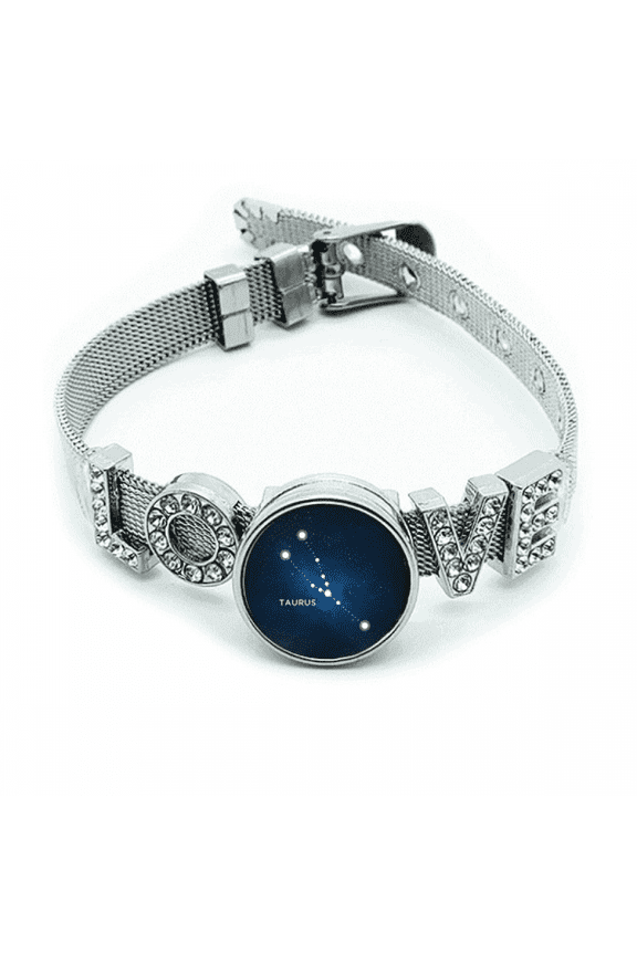 Taurus Constellation Zodiac Sign Bracelet Wristband Crystal Love Adjustable Bangle