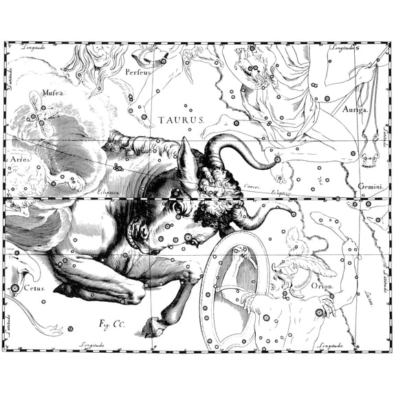 Taurus Constellation, Zodiac Sign, Hevelius Poster Print by Science Source (36 x 24)