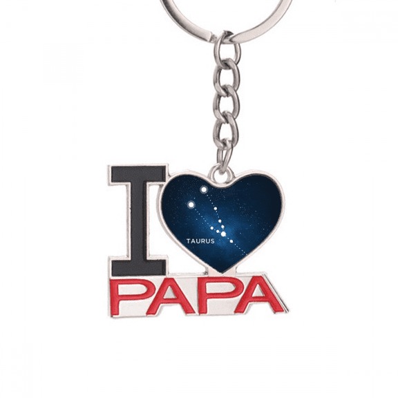 Taurus Constellation Zodiac Sign Keychain Metal Keyring Holder Love PAPA Father