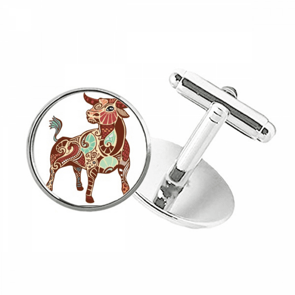 Taurus Constellation Zodiac Symbol Round Button Cuff Clip Stud Cufflinks