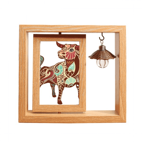 Taurus Constellation Zodiac Symbol Wooden Rotating Picture Photo Frame 4x6