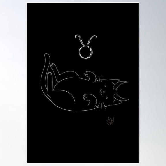 Taurus Dark Cat Poster Wall Art, Modern Wall Decor For Living Room Bedroom, 24x36 UNFRAMED
