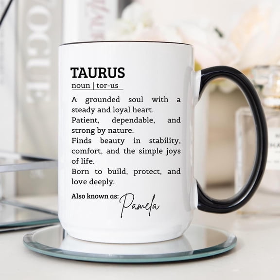 Taurus Definition Mug Zodiac Dictionary Coffee Cup Personalized Taurus Gift