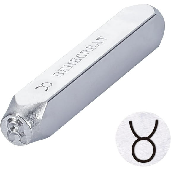 Taurus Design (6mm 1/4") 12 Constellations Theme Design Metal Stamp for Stamping/Punching Metal Jewelry Leather Wood Matte Texture - 1pc Silver