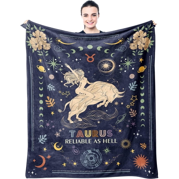 Taurus Gifts Blanket 50"x60" - Taurus Gifts for Women - Taurus Zodiac Gifts - Gifts for Taurus Women - Taurus Birthday Gifts - Astrology Gifts for Women - Zodiac Constellation Graduation Gifts