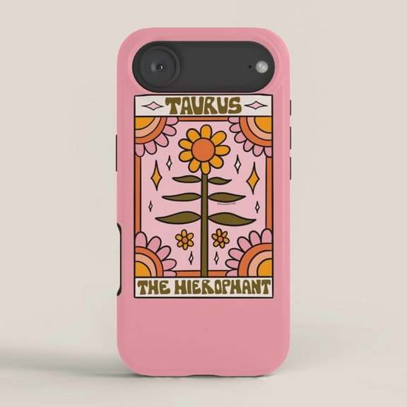 Taurus Hierophant Tarot Floral Pink Tough Case for Apple iPhone, Polycarbonate and TPU