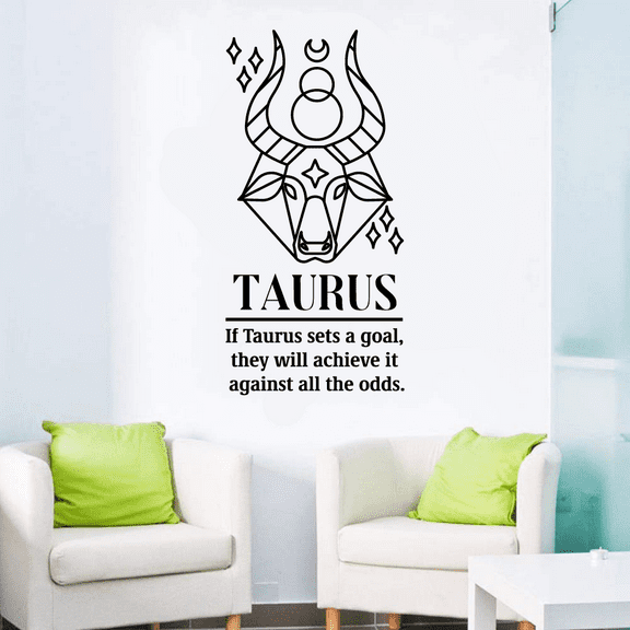 Taurus Horoscope Taurus Earth Sign If Taurus Sets A Goal They Will Achieve it Against All Odds Zodiac Bedroom Wall Decal Art Sticker Wall Design Kids Adult Room Bedroom Wall Decor Size (40x24 inch)