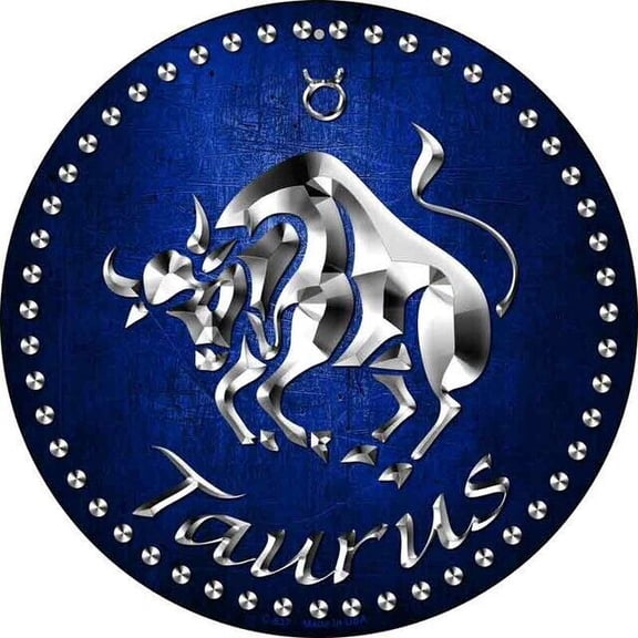Taurus Novelty Round Circular Novelty Metal Sign Home Garage Wall Decor Size: 8 x 8 inch