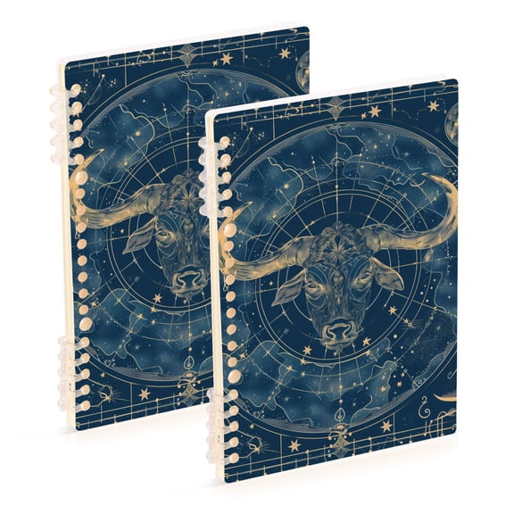 Taurus Of Zodiac Notebooks 2 Pcs 1-subject Journal 60 Sheets A5 College Ruled Paper Detachable Ring 8.3"x5.7"