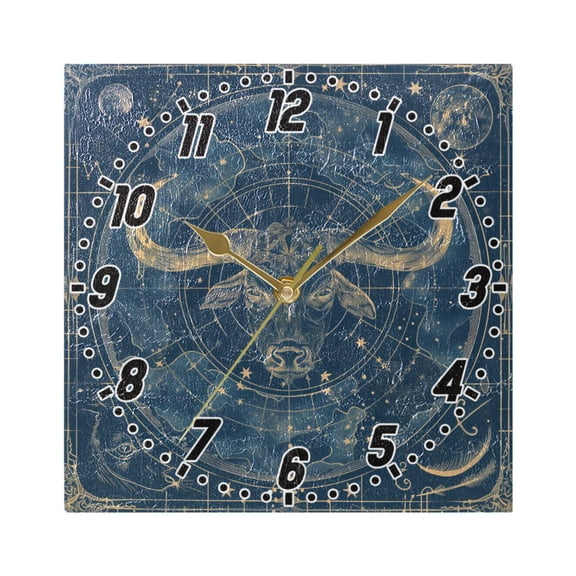 Taurus Of Zodiac Wall Clock Battery Operated Silent Non-Ticking Bedroom Office Kitchen Home School Decor 7.8"(Gold)