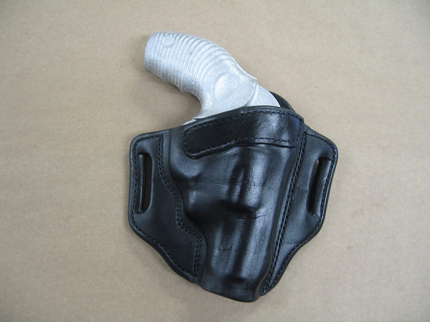 Taurus Protector Polymer Revolver 85, 605 OWB Leather 2 Slot Pancake Belt Holster BLACK RH