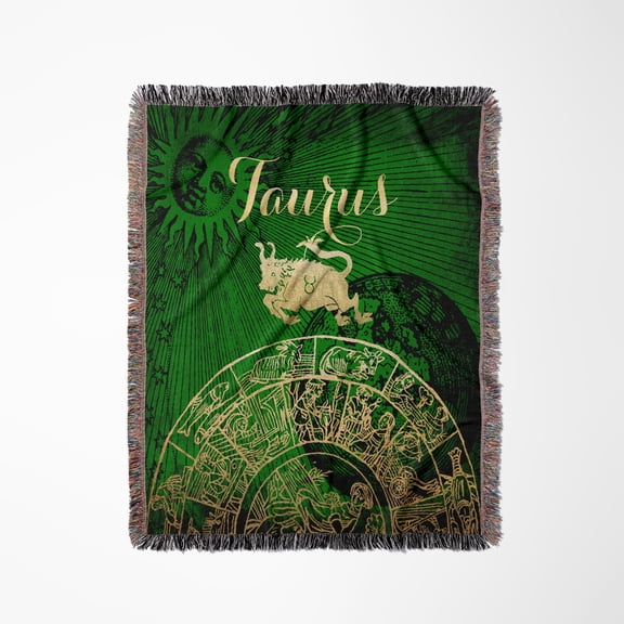 Taurus Symbol Astrology Wheel Zodiac Sign Horoscope, Woven Blanket