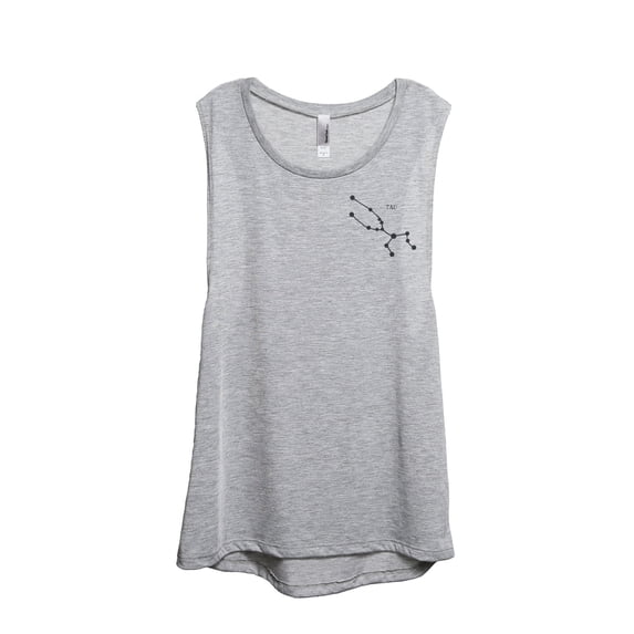 Taurus TAU Constellation Astrology Women's Fashion Sleeveless Muscle Workout Yoga Tank Top Sport Grey Medium