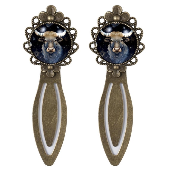 Taurus Vintage Copper-Colored Lace Bookmarks - Set of 2, Stainless Steel Book Markers for Book Lovers and Readers