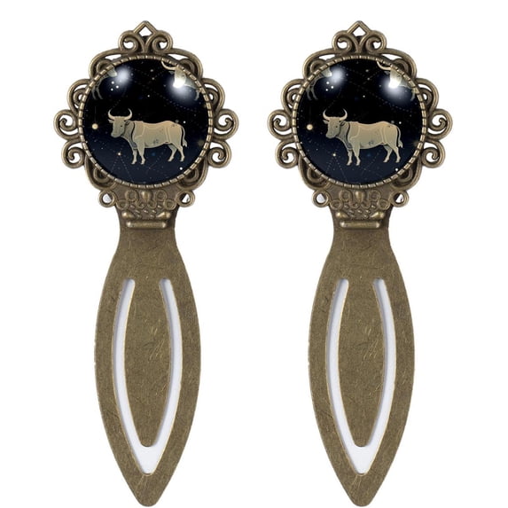 Taurus Vintage Copper-Colored Lace Bookmarks: Stainless Steel Reading Accessories for Book Lovers - Set of 2