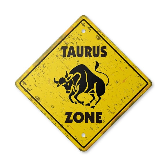 Taurus Vintage Crossing Sign Zone Xing | Indoor/Outdoor Plastic | 12" Tall rustic zodiac horoscope astrology birthday future