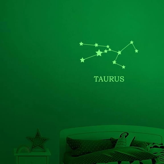 Taurus Vinyl Decal Sticker Luminescent Neon Glow Lime Green Linked star formation USA-Made Wall Bumper Window Zodiac Atlas Stars Kid Room 15" inch Large