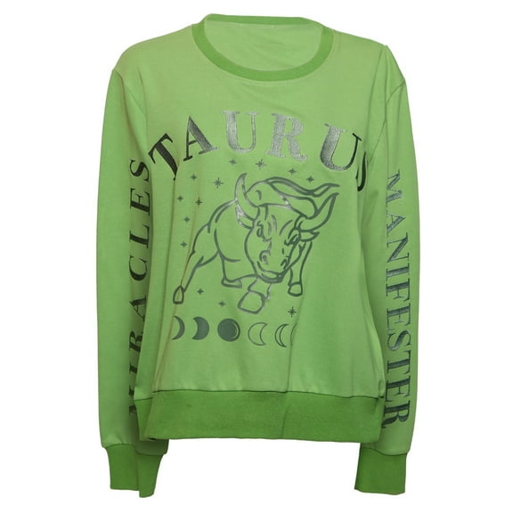 Taurus Women’s 100% Premium Cotton Green Crewneck Pullover Sweatshirt - Size S - Miracles Manifester