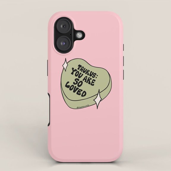 Taurus You Are So Loved Pink and Sage Zodiac Tough Case for Apple iPhone, Polycarbonate and TPU