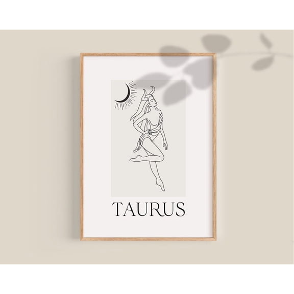 Taurus Zodiac Astrology Wall Art, Unframed Paper Print Size 8x12