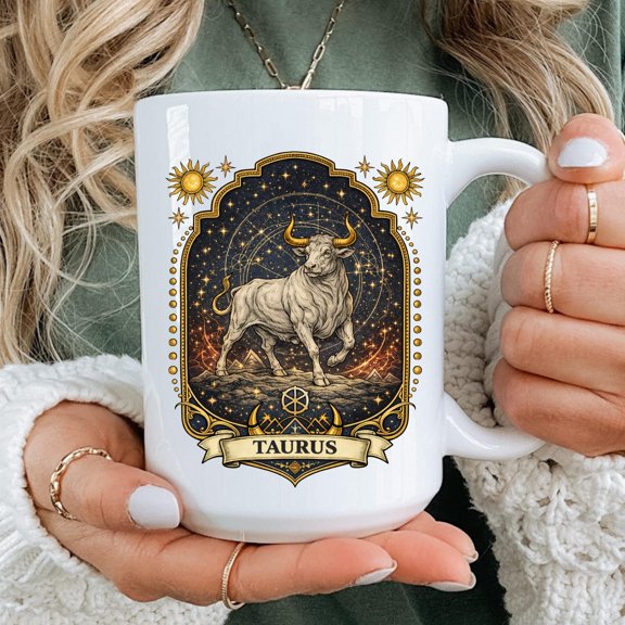 Taurus Zodiac Coffee Mug Gift Astrology Bull Art Cup Celestial Horoscope Present For Her Unique Birthday Gift Idea For Taurus Lover Mug