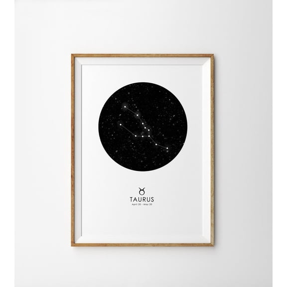Taurus Zodiac Constellation Star Map Astrology Astronomy Modern Wall Art, Unframed Canvas 8x10in