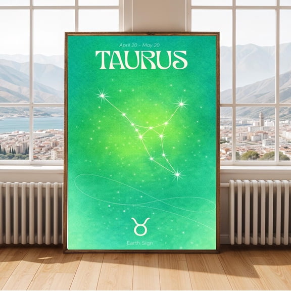 Taurus Zodiac Constellation Wall Art Decor Unframed Paper Print